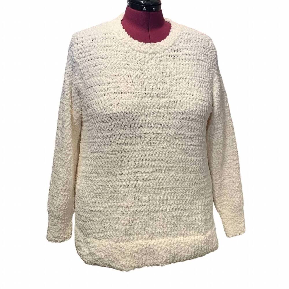 NEW STYLE & CO. women's popcorn boucle fuzzy sweater - plus in fresh cream